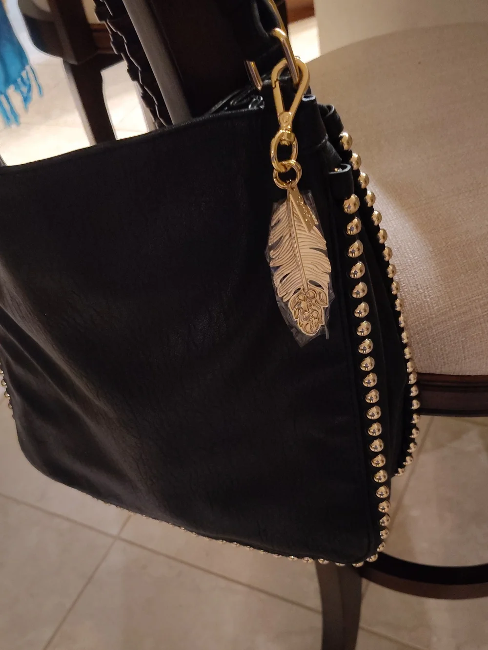 Jessica Simpson Gorgeous.  Black Shoulder Tote with Gold Stud Detailing